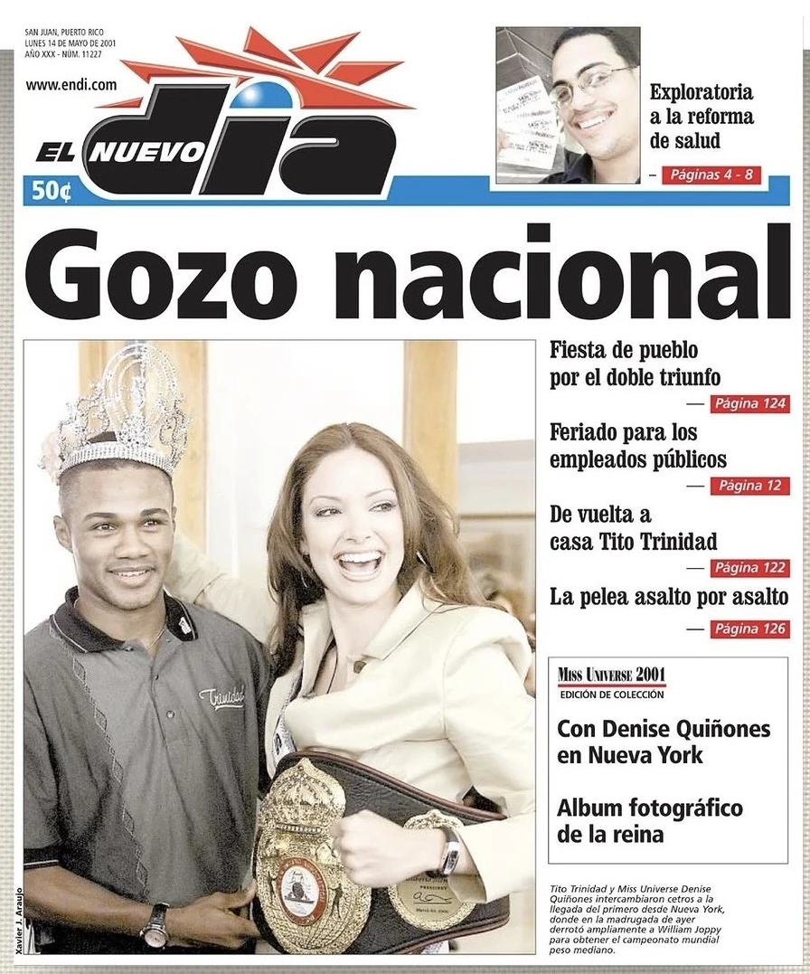 Portada de El Nuevo Día del 14 de mayo de 2001