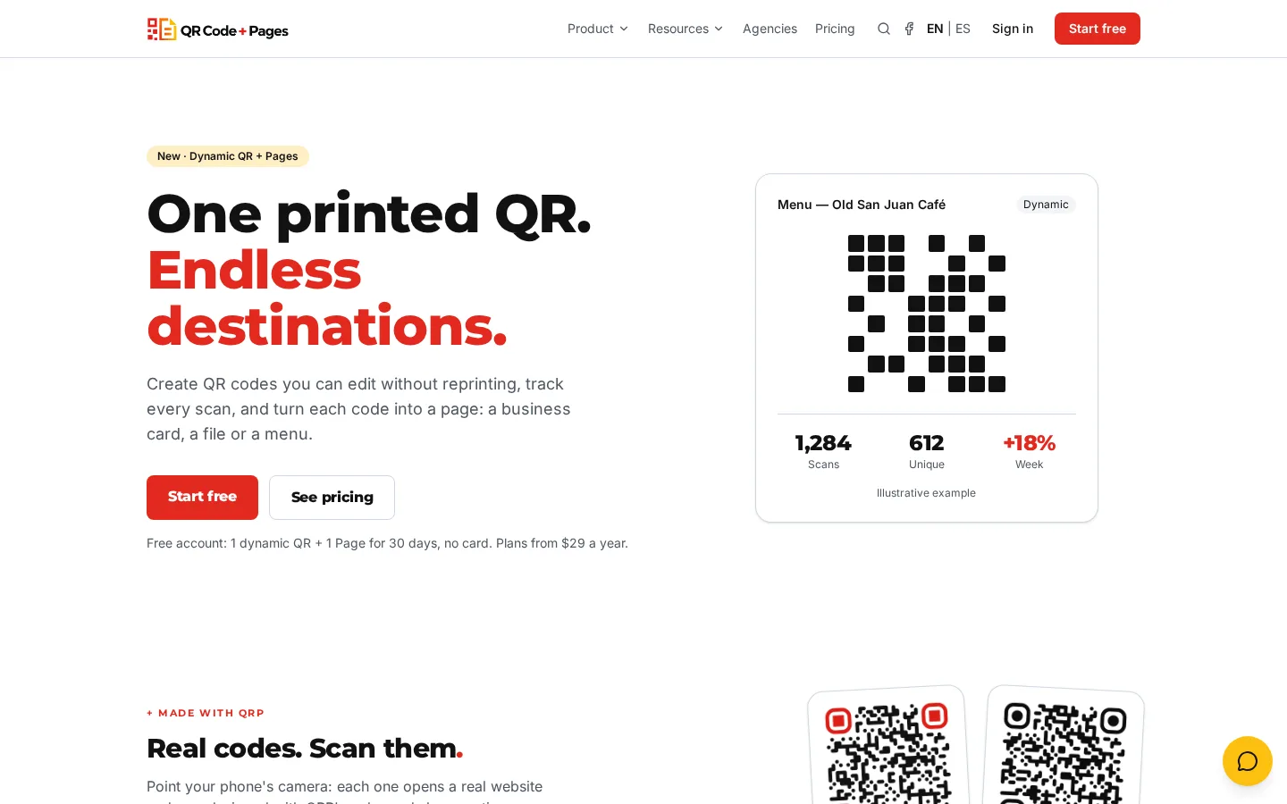 QR Code Pages Home Page