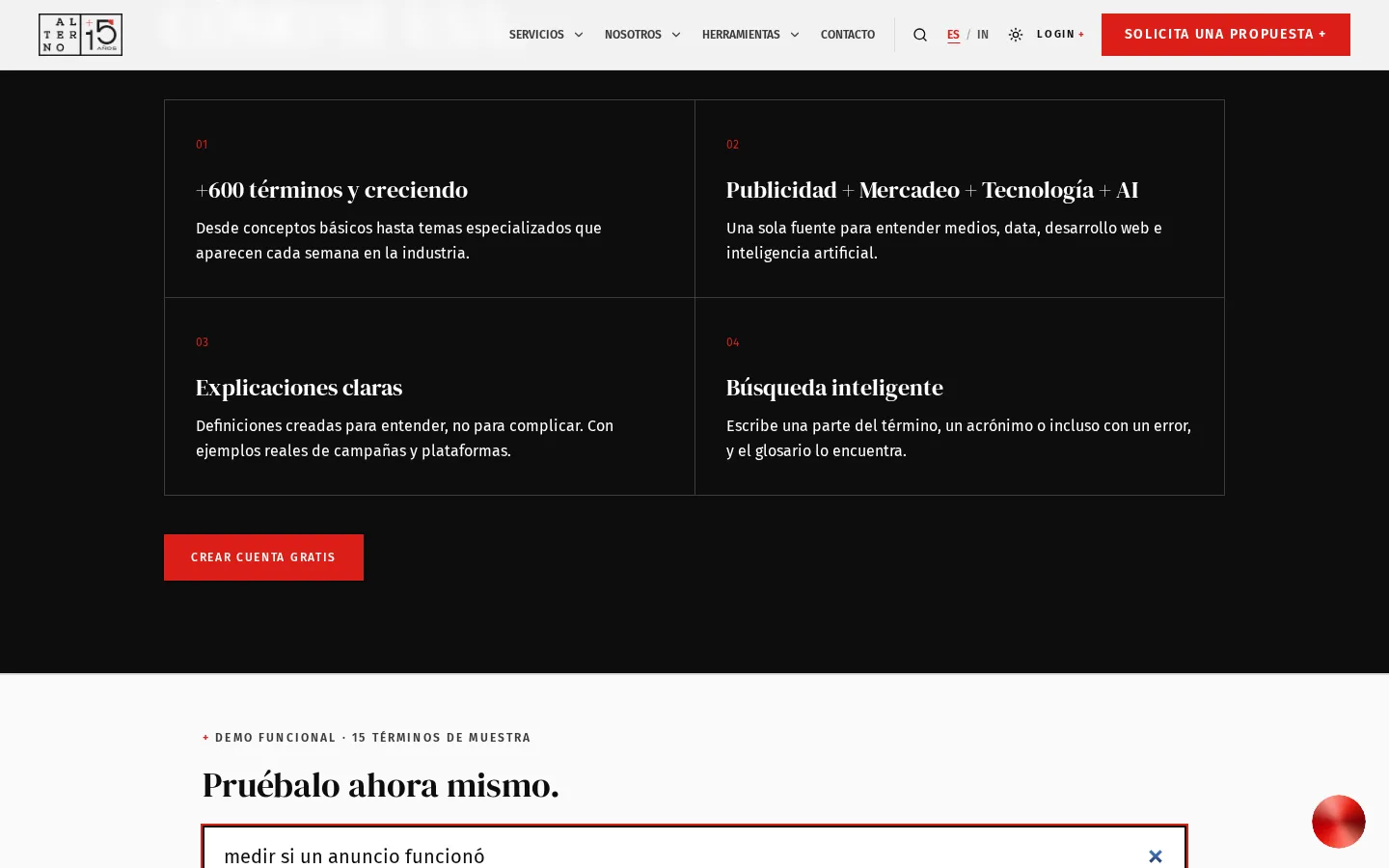 Digital Glossary with a search function by meaning