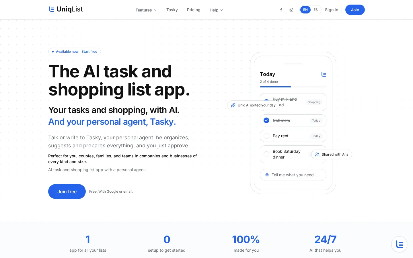 UniqList AI Home Page