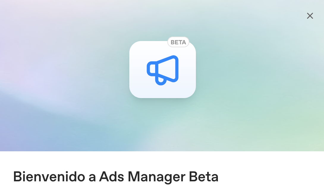 Welcome screen in ChatGPT Ads Manager Beta