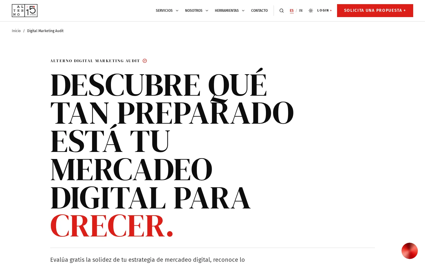Start of the Alterno Digital Marketing Audit